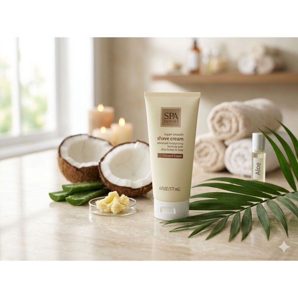 SPA LUXURY Super Smooth Shave Cream Coconut Cream 6 fl oz Moisturizing Shea